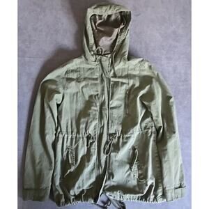 Ambiance Utility Jacket Army Green Size L Cotton Shell Zip Button Pockets